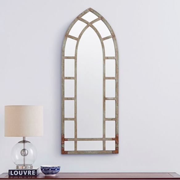 Rustic arched window mirror